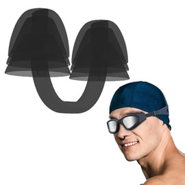 Tapones nasales de silicona para natación, bloque de agua de 3 capas, ajuste suave y cómodo, clip de nariz para adultos y niños con funda de almacenam