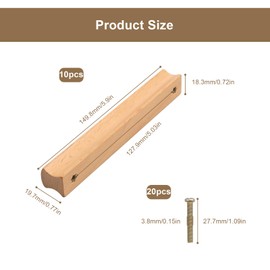 LERANXIN Pack of 10 Wooden Cabinet Handles, Bow Handles, Furniture Handles, Wood, 150 mm Wooden Handles for Cabinets with 20 Screws, Kitchen Door Handles for Kitchen Furniture and Chest of Drawers