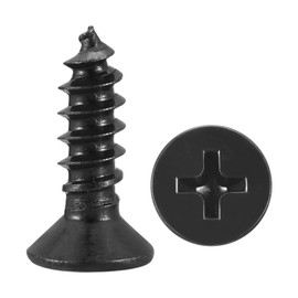 METALLIXITY Countersunk Phillips Wood Screws (ST3x10mm) 200Pcs, Carbon Steel Coarse Thread Phillips Drive Flat Head Wood Screws - for Furniture Installation Repair, Black