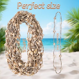JUXINGDAZYF 12pcs Hawaii Shell Luau Leis Bulk Sea Shell Leis Natural Tahitian White Nassa Necklace Summer Beach Party Jewelry Accessories