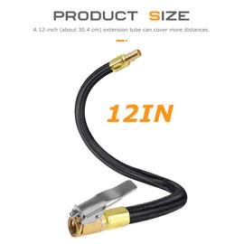 SCUARI Car Tire Inflation Hose Adapter,Tire Inflator Extension Hose,Car Accessories, Tire Inflator Quick Connect Adapter,12'' Tire Inflator Extension Hoses,Suitable for Cars,Motorcycles,Bicycles