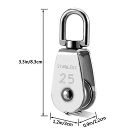 Pulley M25 Stainless Steel Pulley Set of 4 Rope Pulleys Corrosion Resistant Durable Abrasion Resistant Rope Pulley Indoor Outdoor Cargo Transport Climbing