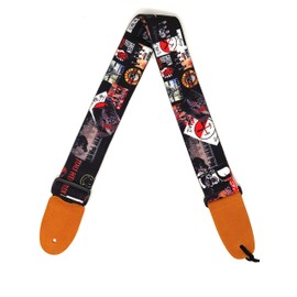 Rock Bands Cotton 2.3 Inches Wide Guitar Strap | 100% Cotton with genuine leather