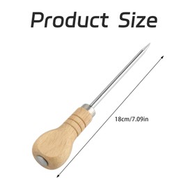 fKiZanthene Bradawl Tool with Wooden Handle, Multifunctional Stainless Steel Tailor's Awl for Wood Leather Crafting Sewing