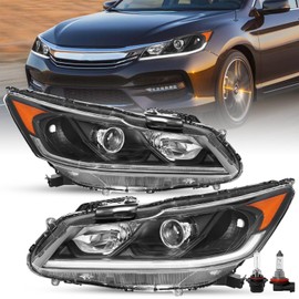 SOCKIR LED DRL Projector Headlight Assembly for 2016 2017 Honda Accord Sedan OE Style Halogen Headlamp, Left Driver Side