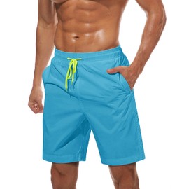 TACVASEN Mens Swim Trunks Quick Dry Beach Shorts with Pockets Summer Holiday Shorts Water Sports Bathing Suit Board Surf Shorts Surfing Boardshorts , Blue Sky Blue, 36