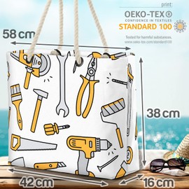 VOID Tool Graphic Pattern Beach Bag Shopper 58 x 38 x 16 cm 23L XXL Shopping Bag Travel Bag Beach Bag, multicoloured, Casual