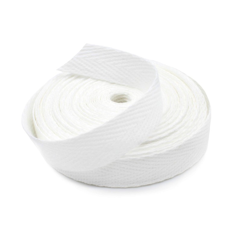 1.9cm Cotton Twill Tape - White - By Yard