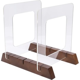 BADALU Removable Vinyl Record Storage Holder with Non-Slip Deep Groove Design- Store and Hold up to 60 Albums Display Stand - Solid Wood Base with Top Grade Acrylic Showcase (Brown)