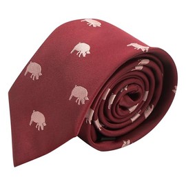 King & Priory Burgundy Red Embroidered Pig Tie
