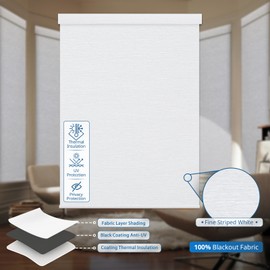 Motorized Blinds for Windows - Hapadif Roller Window Shades with Remote, No-Drill Installation, Cordless Automatic Blinds, Blackout Electric Blinds, Adjustable Height, Easy to Use (White, 20 x 72)