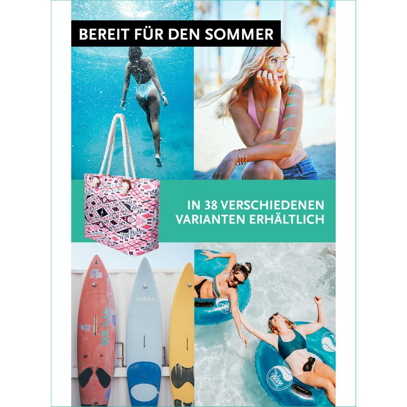 DonDon Large Beach Bag, Water Resistant With Zip Polycotton, Kaleidoscope
