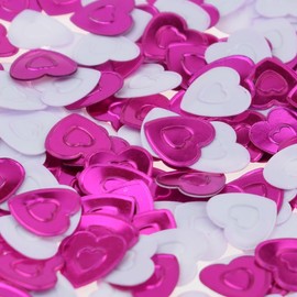 5 Bags of Heart-Shaped Table Confetti, Pink Metallic and White, 14g Each Bag (250pc)