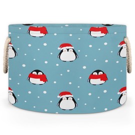 Penguin Point Storage Basket Cube Laundry Basket Large Storage Basket Bin with Handle Clothes Basket Laundry Hamper Organizer for Nursery Home Office