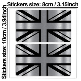 Biomar Labs® 2 x Vinyl Stickers Silver Decals UK Union Jack GB National England United Kingdom Flag Car Motorcycle Helmet B 257