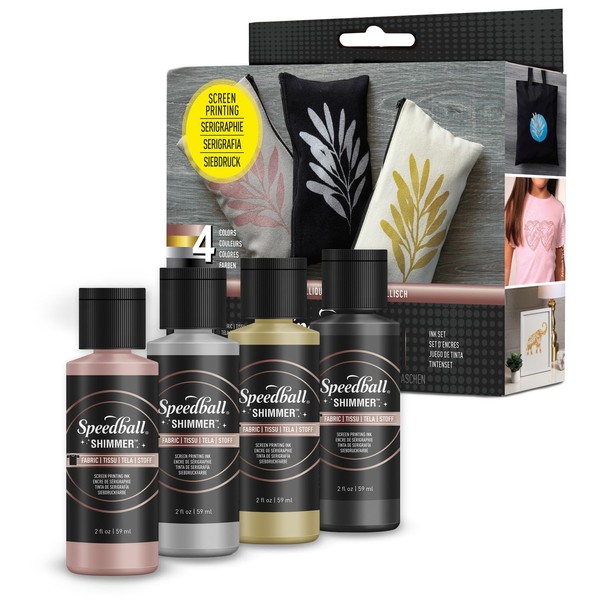 Speedball Opaque Fabric Screen Printing Ink, Metallic Color Sampler, 2-Ounce