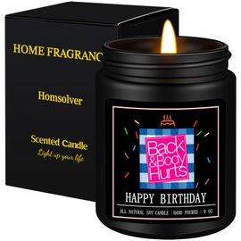Homsolver Birthday Gifts for Men, Dad, Boyfriend, Husband, Teacher, Friend, Gift Ideas for Him, Funny Back and Body Hurts Happy Birthday Black Candles