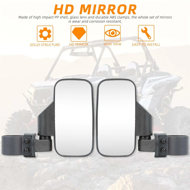 KEEPDSGN UTV Side Mirrors 1.75" & 2" Bar For John