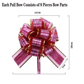 10 Pack Pull Bows Large Satin Ribbon, Florist Mixed Color Organza Pull Bows for Gift Wrapping, Wedding Cars, Baskets,Christmas Wrapping, Party Decorations,6 Inches Diameter (Mixed Color)