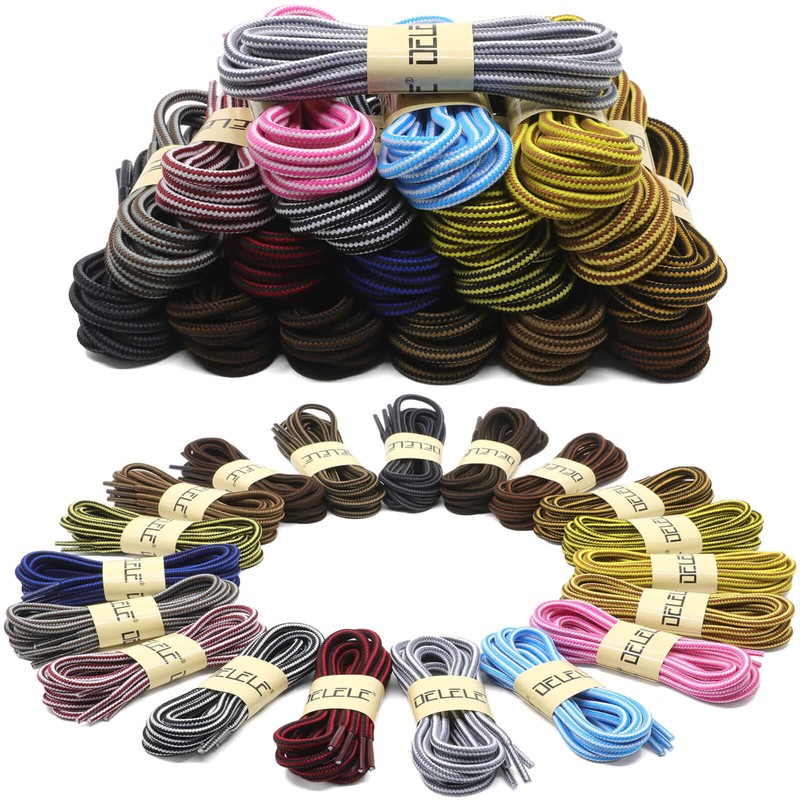 DELELE 2 Pair Round Boot Laces Outdoor Hiking Walking Shoelaces