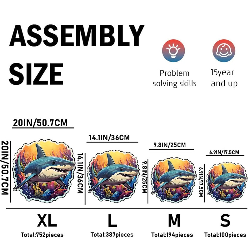 Holzpuzzle Erwachsene, einzigartige Holz Puzzle, Wooden Puzzle, Hai S