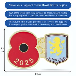 Royal British Legion Aston Villa Poppy Football Pin 2025