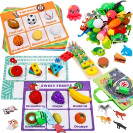 Sorting Toys for Toddlers, Preschool Learning Activities, Montessori Toys Sensory, Educational Classroom Fine Motor Skills Games,Multiple Theme Playset, Gifts for 2 3 4 5 Year Old Kids Boys and Girls