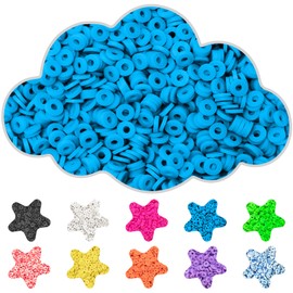 Clay Beads, 3000Pcs Sky Blue Clay Heishi Beads for Bracelets Making, Flat Round Polymer Heishi Beads for DIY Jewelry Making（Bagged）