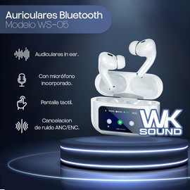 ROMBICA Audífonos Bluetooth, Audífonos Inalámbricos con Pantalla Táctil Inteligente, Bluetooth 5.4, Llamadas Nítidas con Micrófono, Cancelación de Ruido, Impermeable