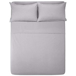 Melocotton Juego de Sábana Matrimonial de Microfibra 1800 grabada a Rayas, Extra Suave, fácil de Lavar, Bed Sheets                                    