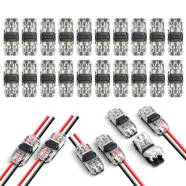Flintronic 20 PCS Wire Connectors, Low Voltage H Tap Connectors, 2 Pin 2 Way Quick Splice Wire Connectors, Wiring Branch Connector, Without Stripping, for 18-22 AWG, LED Strip, Audio, Vehicles