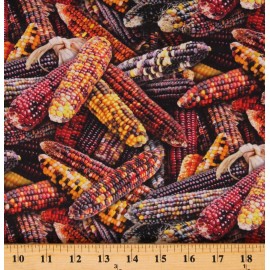 Elizabeth Studios Cotton Corn Thanksgiving Fall Autumn Fabric Print by the Yard D514.35
