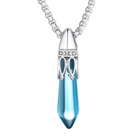March Birthstone Jewelry March Birthstone Necklace Blue Pendant Necklace Crystal Necklaces for Women Aquamarine Necklace