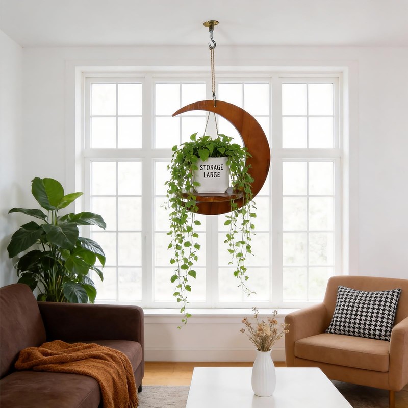 Yohsnor Hanging Plant Tray - Wall Mounted Wooden Rack for