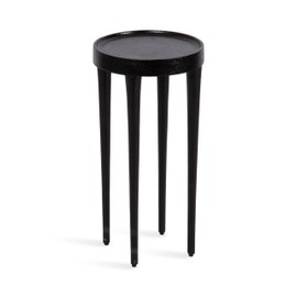Kate and Laurel Rava Modern Round Metal Drink Table with Sandcast Aluminum Construction for Indoor Plant Stand, 10x10x21, Black