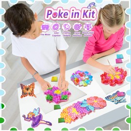 JRD&BS WINL DIY Princess Fabric Art Set, Poke-in Art for Children Aged 3, 4, 5, 6, 7, 8, Art and Craft Activity, Dirt-Free Sewing Art for Children, Creative Gifts for Children (Flower)