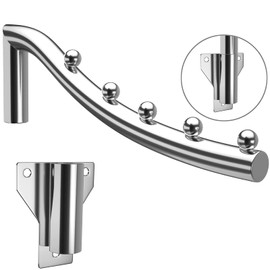 Wall Mounted Clothes Hanger Rack Folding, Clothes Hook, Stainless Steel Garment Hooks with Swing Arm Holder, Space Saver Coat Robe Storage Organizer with 5 Hook for Bedroom Laundry Room, 2 Pack