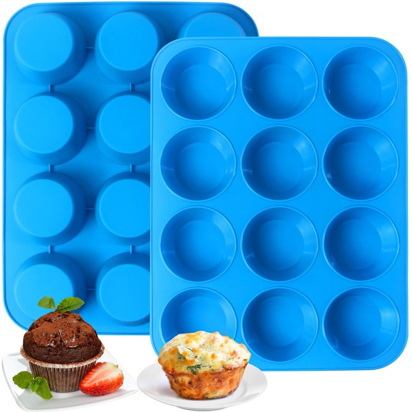Sidosir Silicone Muffin Pans for Baking, Non-stick Silicone Regular Size