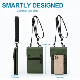 Long Keeper Travel Neck Wallet - Women Men Passport Holder Anti-theft Travel Wallet Small Water Resistant Crossbody Sling Bag (Green)