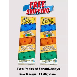 Scrub Daddy Two Pack Scrub Daddy Pack 6 Count Colors Flexible Non Scratch 3X2 Sponges