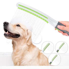Dog Shower Attachment, Pet Shower Head with 3 Spray Modes, Grooming, Massage In One, Indoor Outdoor Dog Bath Includes 8-Ft Flex Hose, Dog Bath Supplies for Fast and Easy Washing Dog, Green/White