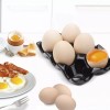 Ceramic Egg Tray 6-Cup Egg Holder Container for Fridge (Black,