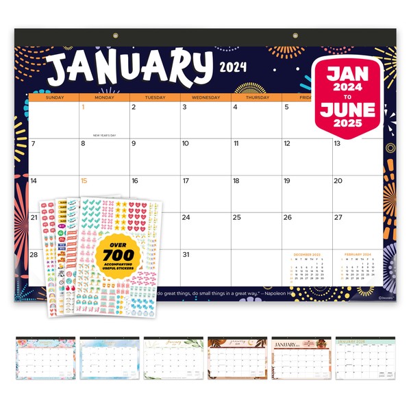 18 Months Desk Calendar Jan 2024 to June 2025-16.8x12in Desk