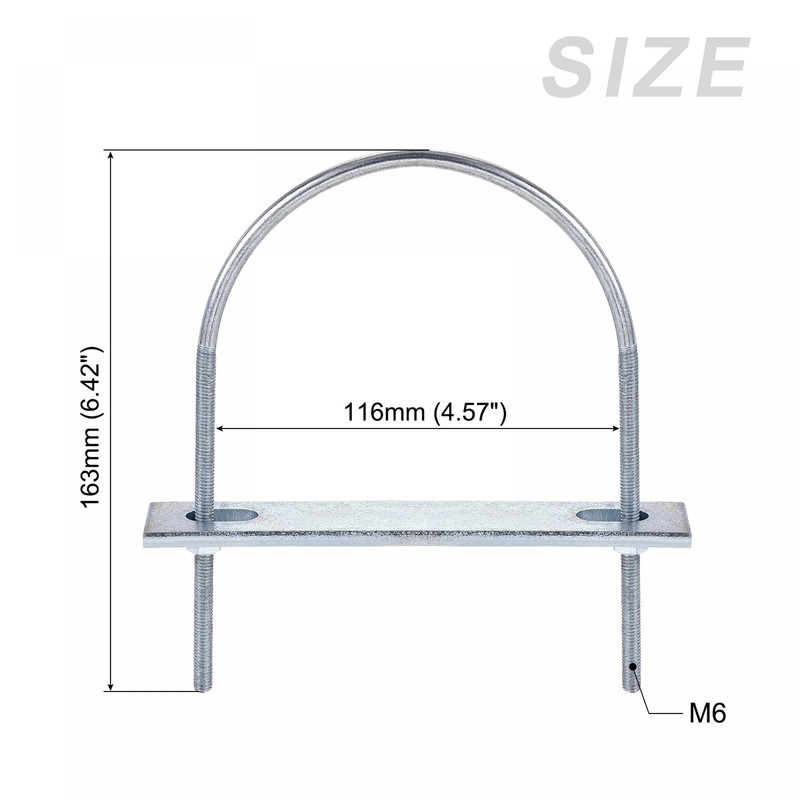 sourcing map U Bolts 2 Sets (M6x116x163mm), Round U Bolt