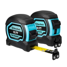 DURATECH Magnetic Tape Measure 12FT with Fractions 1/8, 2 Pack Retractable Measuring Tape, Easy to Read Both Side Measurement Tape, Magnetic Hook and Shock Absorbent Case for Construction, Carpenter