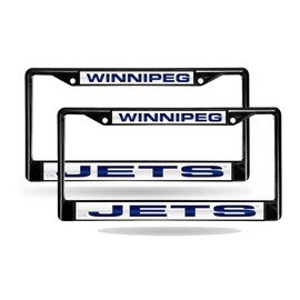 Rico Industries Winnipeg Jets Black Metal 12x6 Auto Laser License Plate Frame - Set of 2 Frames