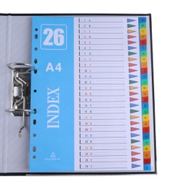 AMO HERMOSO 5 Pack A-Z File Dividers A4 26 Part, Plastic Coloured, 1-26 A4 File Binder Dividers for Lever Arch Files Ring Binders, A4 Index 11 Holes (A-Z 5Pack)