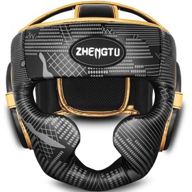 ZTTY Headgear (Rizin Active Duty CFFC Flyweight Champion) Recommended by the 5th DEEP Flyweight Champion "Shinryumako" for Boxing, Sparring, Martial Arts, Practice (Black Gold, L)