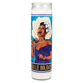 Billie Holiday Secular Saint Candle - 8.5 Inch Tall Glass Prayer Votive - Made in The USA