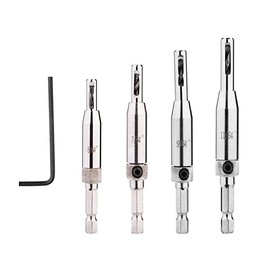 Jadeshay Juego de Brocas de Centrado de 4 Piezas, Máquina Perforadora de Agujero de Bisagra Autocentrante, Herramientas de Carpintería para Puerta de Armario